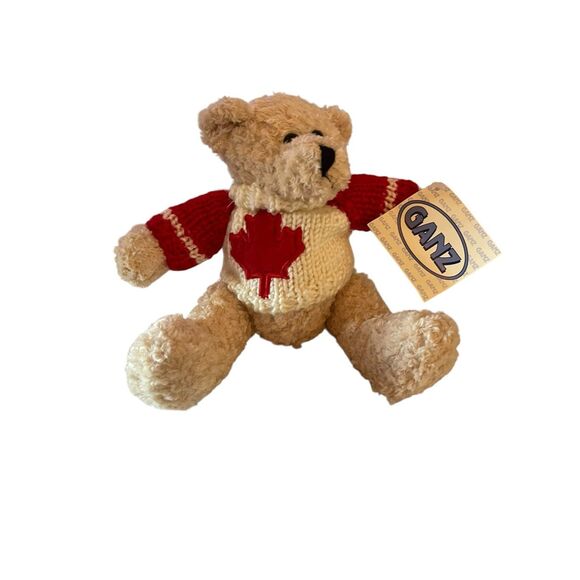 New Ganz Teddy Bear Plush 2000 Canada Flag Sweater Plush Stuffed Animal Toy 8" - Picture 1 of 9